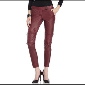 Scotch & Soda Red Burgundy Leather Biker Pants size 1